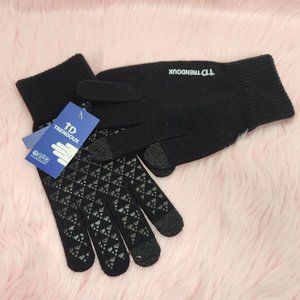 NWT Trendoux Black Grip OS Winter Warm Knit Finger Touch Gloves